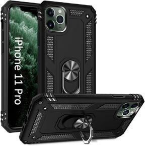 ADDIT Phone Case for iPhone 11 Pro Case 11 Pro Phone Case,Military Grade Protective iPhone 11 Pro Cases Cover with Ring Car Mount Kickstand for iPhone 11 Pro - Black