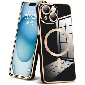 حافظة مغناطيسية لهاتف آيفون 15، حافظة عسكرية للحماية من السقوط ومقاومة للصدمات، حافظة نحيفة وناعمة مقاومة للخدش لهاتف آيفون 15 للنساء والرجال، أسود (8-4) in Kuwait