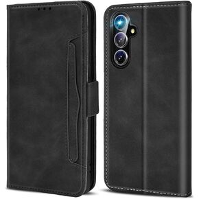 Leather RFID Case for Samsung Galaxy S24 Plus 5G Case 6.7-inch, Case with 3+2 Card Slot and Cash Pocket, Built-in Kickstand, Rugged Protective Case Designed for Galaxy S24+ Plus 5G (Brown)