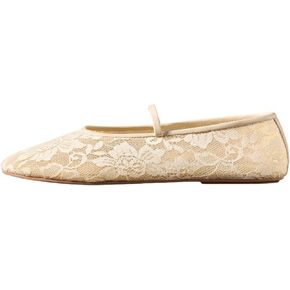 MAVMAX Mesh Ballet Flats for Women Tulle Floral Embroidered Mary Jane Ballerina Round Toe Comfortable Daily Dress Shoes with Strap