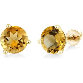 Gem Stone King 14K Yellow Gold London Blue Topaz 3 Prong Martini Screw Back Stud Earrings For Women (5.00 Cttw, Gemstone November Birthstone, Round 8MM) in Saudi Arabia