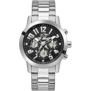 GUESS Men's 44mm Watch - Gold Tone Bracelet Black Dial Gold Tone Case