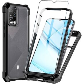 for BLU View 5 Pro Phone Case + Tempered Glass Screen Protector,Electroplated PC Front Frame Soft TPU Transparent Back Cover,Lmpact Airbags Protective Case Cover for BLU View 5 Pro (Green)