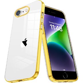 Crystal Clear Case for iPhone SE 2022/iPhone SE 2020/iPhone 7/iPhone 8, Soft Cute Flexible Multi-Color Thin TPU Shockproof Full Body Protective Case for iPhone SE3/SE2/7/8, Yellow(1-20)