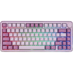 KiiBoom Breeze 75 75% CNC Aluminum and Acrylic Wireless Gaming Keyboard, Gasket Mechanical Keyboard, BT5.0/2.4GHz/USB-C Wired RGB Creamy Keyboard, with 8000mAh Battery for Win/Mac (Pink)