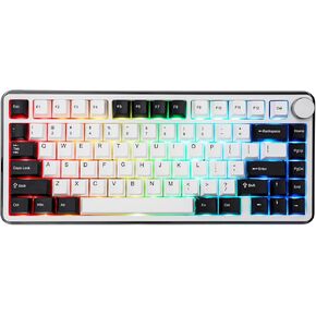 لوحة مفاتيح ألعاب لاسلكية KiiBoom Breeze 75 75% من الألومنيوم والأكريليك CNC، لوحة مفاتيح ميكانيكية حشية، BT5.0/2.4 جيجا هرتز/USB-C لوحة مفاتيح سلكية RGB كريمية، مع بطارية 8000 مللي أمبير في الساعة لنظام Win/Mac (وردي)