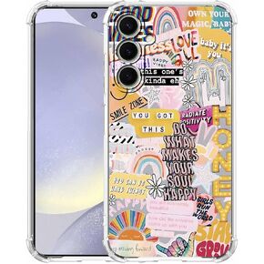 Black Halloween Clear Case for Samsung Galaxy S24+,Pumpkin Skull Bat Pattern for Men Women,Trendy Transparent Soft TPU Bumper Case for Galaxy S24 Plus