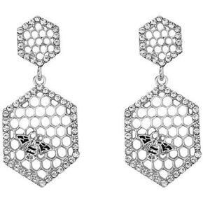 Gold Bee Earrings for Women Honeycomb Earrings Simple Geometric Hexagon Honeycomb Beehive Dangle Earrings Dainty CZ Zircon Drop Earrings Bee Honeycomb Jewelry Birthday Gifts for Women