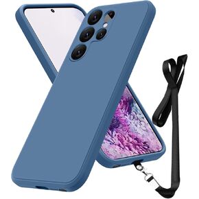Compatible with Samsung Galaxy S22 Ultra Case 6.8 inch,Soft Touch Silicone Full-Body Protective Case,Neck Lanyard Strap,Non-Yellowing Dropproof Protective Phone Cover Slim Thin,Purple(1-81)