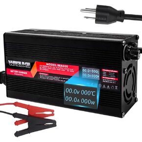 58.4V 10A Charger 58.4V LiFePO4 Battery Smart Charger Used for 16S 48V 51.2V LiFePO4 Battery High Power with OLED Display