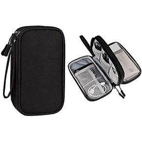 3Chome Portable Pouch Cable Digital Storage Bags Organizer for USB Gadgets Wires Charger Power Bank Zipper Cosmetic Bag Case (7.5" x 4.3" x 2.2")