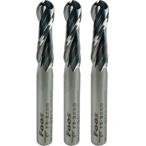 FOOS - Ball Nose Spiral Router Bit Set - Solid Carbide - 1/4" Shanks - Veteran Owned (3pcs 1/4" 3/16" 1/8")