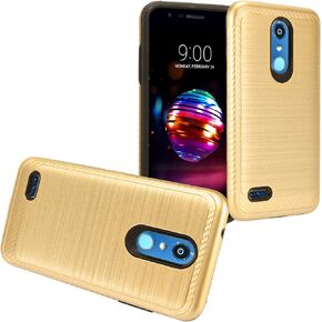 LG K30 LM-X410، Phoenix Plus X410AS، Harmony 2، Premier Pro LTE L413DL - حافظة هجينة بنمط مصقول + واقي شاشة من الزجاج المقوى - فضي CS4 in Kuwait