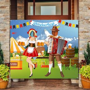 Oktoberfest Party Decorations Oktoberfest Photo Door Banner Backdrop Props, Large Fabric Photo Door Banner for Oktoberfest Party Decorations, Funny Oktoberfest Game Supplies, 5 x 4.3 ft