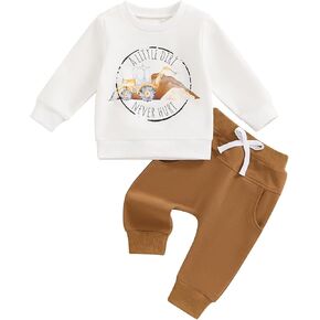 Kayotuas Toddler Baby Boy Farm Clothes Fall Outfits Tractor Print Long Sleeve Sweatshirt Tops and Pants 2 Piece Clothing Set