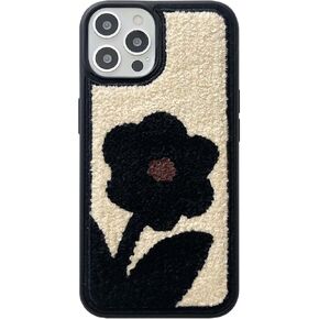 for iPhone 13 Pro Max Case Cute,Funny Black Cat Furry Phone Cases Embroidered Kitty Trendy Phone Case Challenge Gifts with Friends(Kawaii Cat)