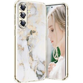 Marble Case for Samsung Galaxy S24 Plus 5G, Soft Silicone Clear TPU Case for Women, Cute White Blue Marble Pattern Anti-Scratch Shockproof Protective Cover for Samsung S24 Plus 6.7-inch (Snowy)