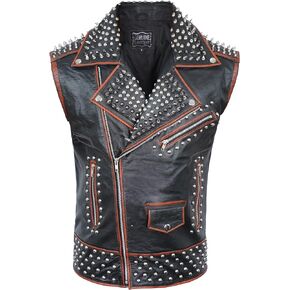LP-FACON Men's Club Biker Vintage Fashion Motorcycle | Western Cowboy Leather Vest | Waistcoat Collection
