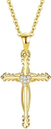 SRHVJ Cross Necklace for Women Girls 925 Sterling Silver 18K Gold Cross Necklaces Dainty Gifts for Valentine's Day, Birthday or Anniversary in Saudi Arabia