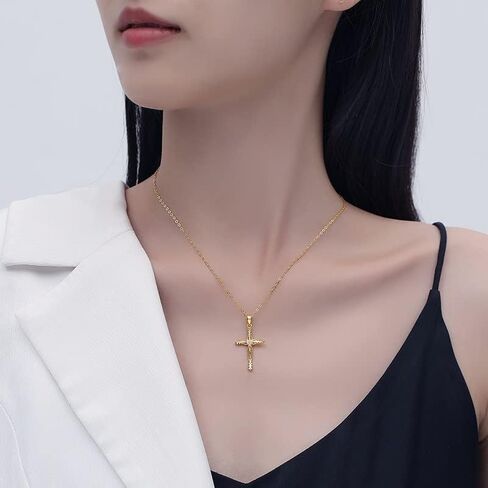 SRHVJ Cross Necklace for Women Girls 925 Sterling Silver 18K Gold Cross Necklaces Dainty Gifts for Valentine's Day, Birthday or Anniversary in Saudi Arabia