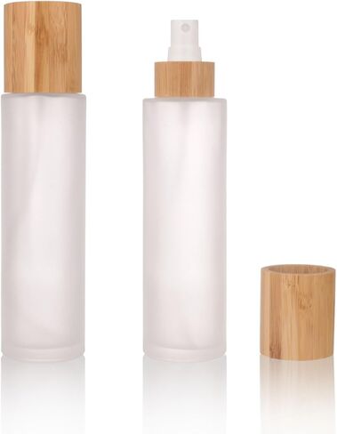 12 pcs Empty 4oz /120ml bamboo lid Frost glass spray bottle with fine mist despenser head for liquid perfume toiletries containers, toner bottles in Kuwait