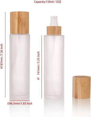 12 pcs Empty 4oz /120ml bamboo lid Frost glass spray bottle with fine mist despenser head for liquid perfume toiletries containers, toner bottles in Kuwait
