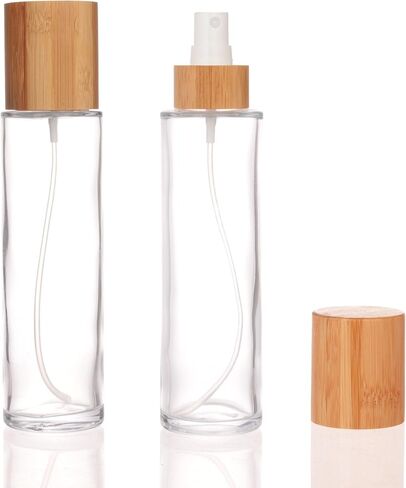 12 pcs Empty 4oz /120ml bamboo lid Frost glass spray bottle with fine mist despenser head for liquid perfume toiletries containers, toner bottles in Kuwait