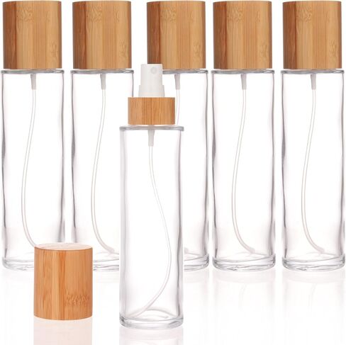 12 pcs Empty 4oz /120ml bamboo lid Frost glass spray bottle with fine mist despenser head for liquid perfume toiletries containers, toner bottles in Kuwait