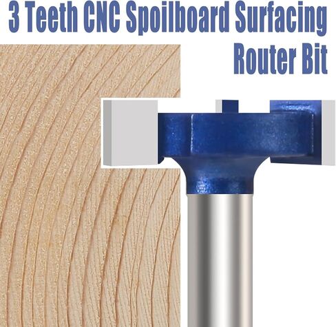 CNC Spoilboard Surfaceing Router Bit، 1/4 بوصة عرقوب بلاطة تسطيح راوتر بت، 3 أجنحة كربيد فتحة أرنب القاطع لأعمال النجارة، تخطيط الخشب (1 بوصة عمق، 1/4 بوصة ارتفاع) in Kuwait