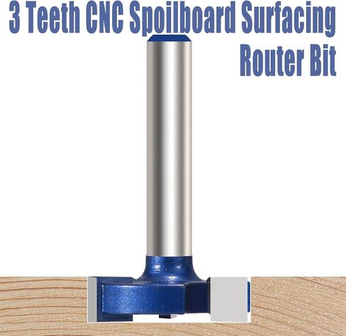 CNC Spoilboard Surfaceing Router Bit، 1/4 بوصة عرقوب بلاطة تسطيح راوتر بت، 3 أجنحة كربيد فتحة أرنب القاطع لأعمال النجارة، تخطيط الخشب (1 بوصة عمق، 1/4 بوصة ارتفاع) in Kuwait