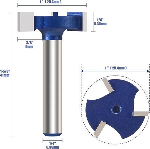 CNC Spoilboard Surfaceing Router Bit، 1/4 بوصة عرقوب بلاطة تسطيح راوتر بت، 3 أجنحة كربيد فتحة أرنب القاطع لأعمال النجارة، تخطيط الخشب (1 بوصة عمق، 1/4 بوصة ارتفاع) in Kuwait