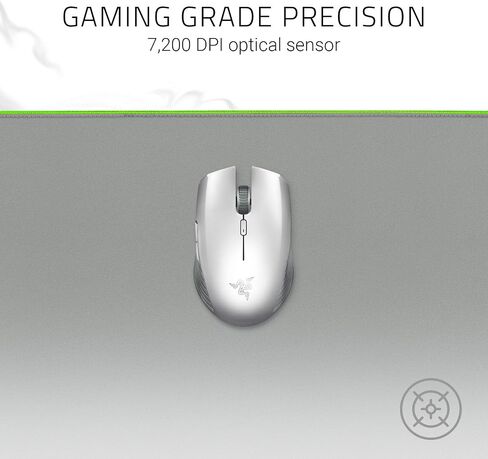 Razer Atheris Ambidextrous Wireless Mouse: 7200 DPI Optical Sensor, 350 Hr Battery Life, USB Wireless Receiver & Bluetooth Connection, Mercury White in Saudi Arabia