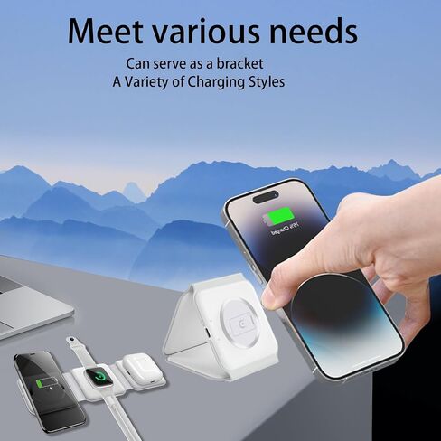 3 in-1 Charging Station for Apple Multiple Devices，Foldable Magnetic Wireless Charger Pad，Travel Charging Station for iPhone15 14 13 12 Series Watch & AirpodsPro/3/2 in Saudi Arabia