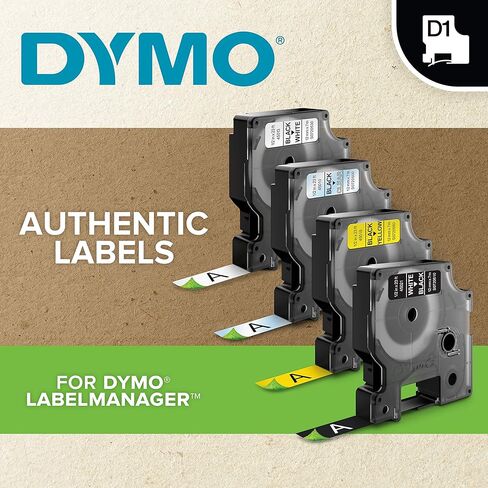 شريط ملصقات DYMO Standard D1 43610 (طباعة سوداء على شريط شفاف، 1/4 بوصة عرض × 23 بوصة طول، 1 خرطوشة)، DYMO أصلي in Saudi Arabia