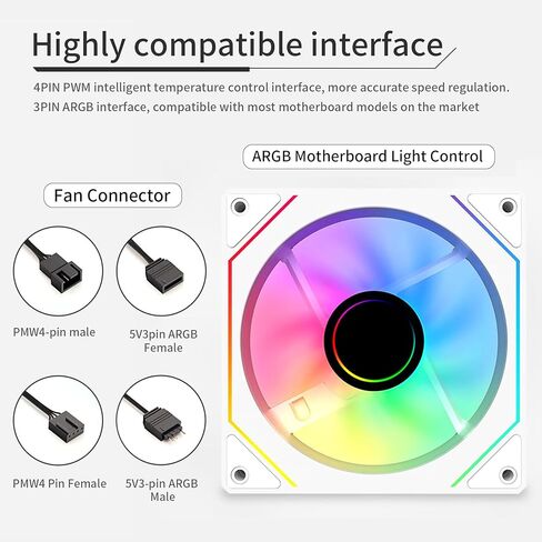 SAMA YF1202I مراوح حافظة PWM ARGB120mm باللون الأسود، 4Pin PWM 5V 3Pin ARGB تدفق هواء عالي منخفض الضوضاء مروحة تبريد مرآة لا متناهية in Kuwait