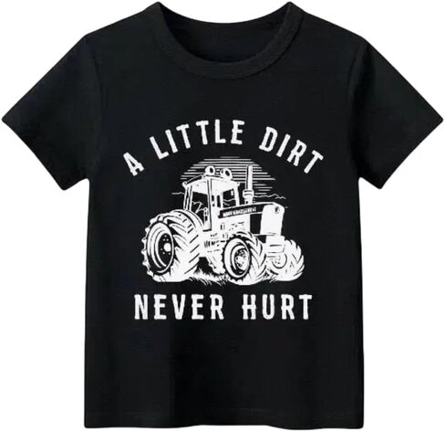 Toddler Boys Tractor Shirts A Little Dirt Never Hurt FarmingT-Shir Kids Farm Life Tees in Saudi Arabia