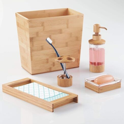 iDesign Rectangular Bamboo Waste Basket, The Formbu Collection – 10.5" x 5.75" x 10", Natural Wood Finish in Kuwait