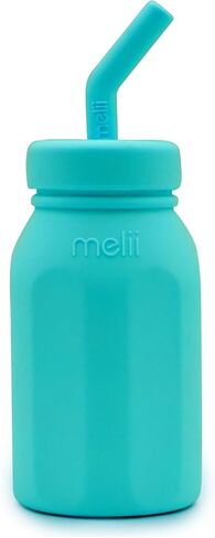 melii Silicone Water Bottle with Straw for Babies, Toddlers & Kids, BPA Free, Blue in Saudi Arabia