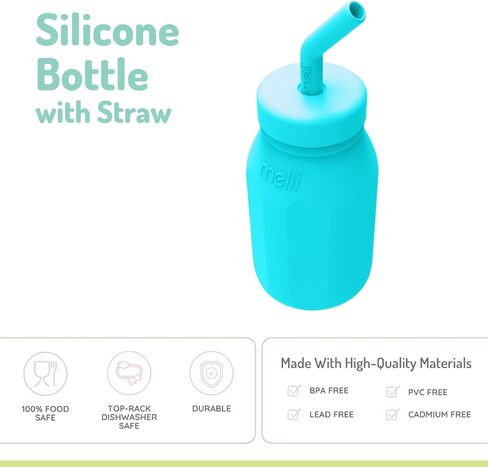 melii Silicone Water Bottle with Straw for Babies, Toddlers & Kids, BPA Free, Blue in Saudi Arabia