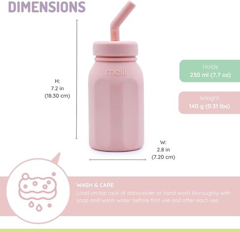 melii Silicone Water Bottle with Straw for Babies, Toddlers & Kids, BPA Free, Blue in Saudi Arabia
