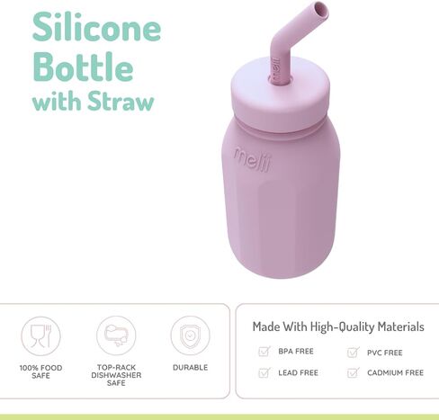 melii Silicone Water Bottle with Straw for Babies, Toddlers & Kids, BPA Free, Blue in Saudi Arabia