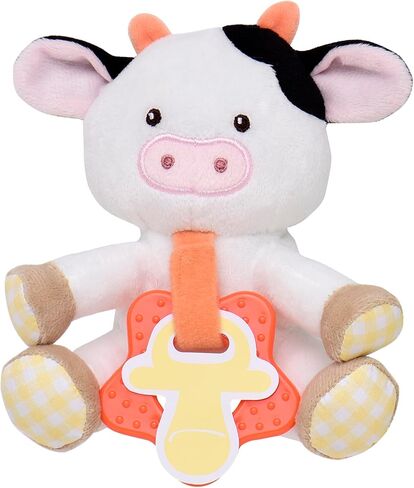 Magic Years 5 inch Plush Paci-Pal with Rattle and Detachable Teether for Baby, Black and White Cow in Saudi Arabia
