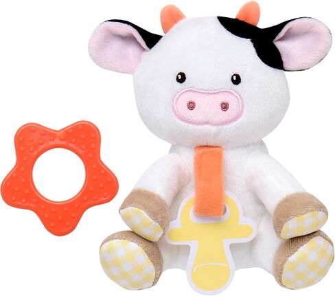 Magic Years 5 inch Plush Paci-Pal with Rattle and Detachable Teether for Baby, Black and White Cow in Saudi Arabia