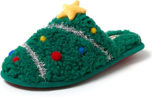 Dearfoams Unisex Ugly Sweater Closed Toe Scuff Slipper, Tree, 7-8 US Women in Saudi Arabia