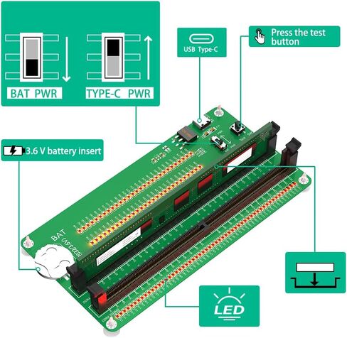 جهاز اختبار ذاكرة DDR4، بطاقة اختبار ذاكرة DDR4 للكمبيوتر المكتبي مع مؤشرات LED لذاكرة DDR4 للكمبيوتر المكتبي in Kuwait