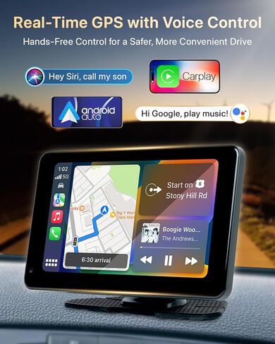 2024 ستيريو سيارة Apple CarPlay Android Auto لاسلكي محمول مع شاشة لمس 7 بوصات وكاميرا احتياطية 1080 بكسل ملحق سيارة لجميع المركبات مع وصلة مرآة، Siri، بلوتوث، ملاحة GPS، AUX، FM in Saudi Arabia