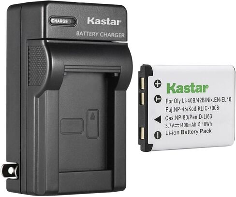 بطارية Kastar 1-Pack CNP80 وشاحن حائط تيار متردد بديل لـ Casio Exilim EX-N10، Exilim EX-N20، Exilim EX-N50، Exilim EX-S5، Exilim EX-S6، Exilim EX-S7، Exilim EX-S8، Exilim EX -S9، إكسيليم EX-Z1 in Saudi Arabia