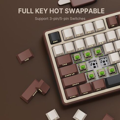 لوحة مفاتيح ميكانيكية RK ROYAL KLUDGE R87 Pro مع مقبض، لوحة مفاتيح لاسلكية للألعاب بنسبة 75% RGB مع اتصال بلوتوث/2.4G/سلكي، غطاء مفاتيح PBT مطبوع جانبيًا، QMK/VIA، مفتاح ماتشا خطي قابل للتبديل السريع in Kuwait