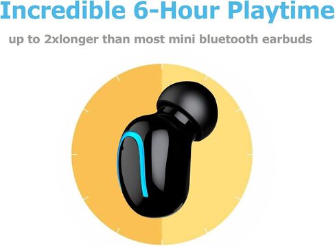 Mini Bluetooth Earbud Smallest Wireless Invisible Headphone with 6 Hour Playtime for iPhone and Android Smart Phones; in Microphone for Hands Free Calling, Volume Control,Sweat-Resistant,Lightweight in Saudi Arabia
