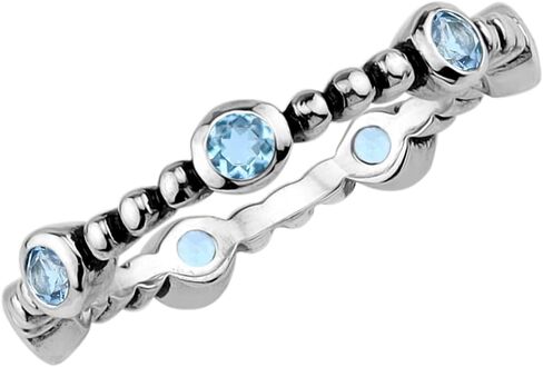 Silvershake Genuine Gemstone 925 Sterling Silver Minimalist Stackable Ring Jewelry for Teens or Women in Saudi Arabia